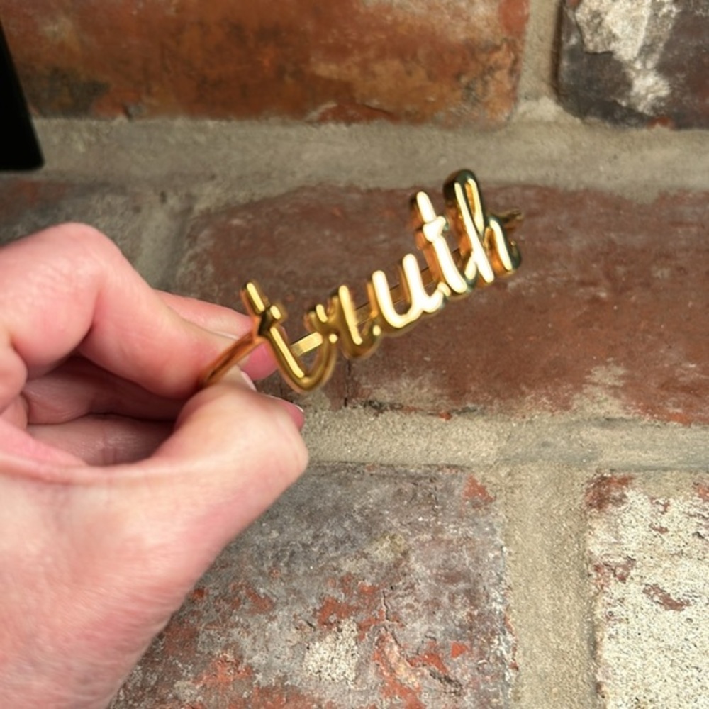 Gold Tone Stainless Steel Truth Bangle Bracelet